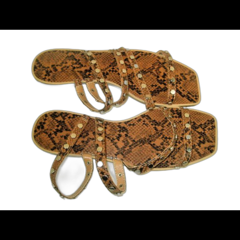 Womens NWOT ZBY Tan Snakeskin Print Open Heel Sandals sz 8.5